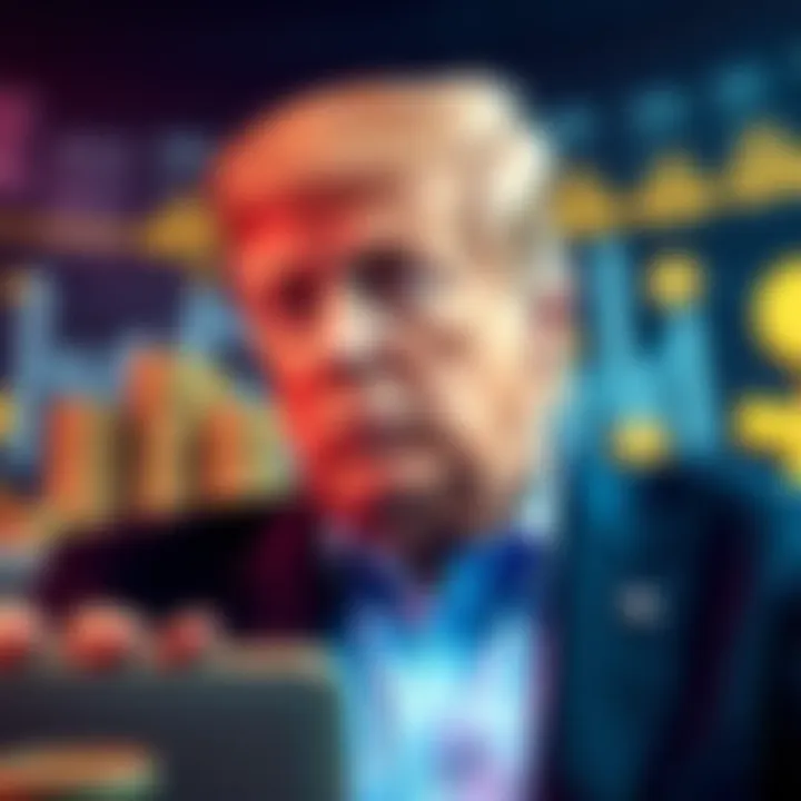 Concept of Barron Trump with crypto coins and digital wallet in background
