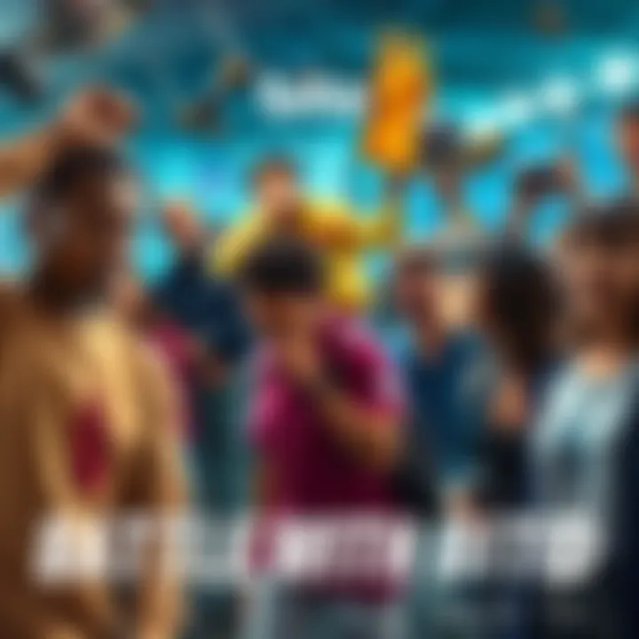 A diverse group of people preparing for a competitive event, showcasing excitement and determination to challenge Bitto in 2025.