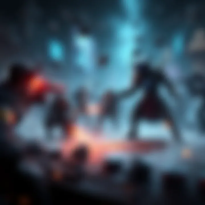 A scene depicting players strategizing in a game, focusing on how to approach and defeat a support character in a competitive environment.
