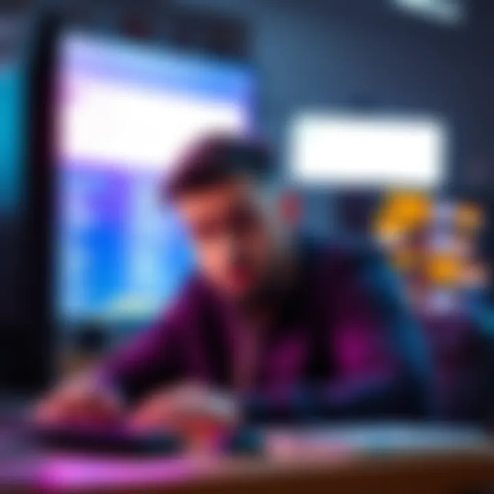 A frustrated user looking at their computer screen, showing error notifications for BCH wallet verification.