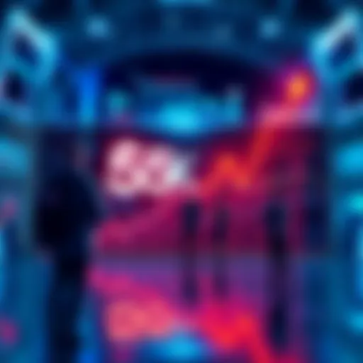 Graph showing Bcoin's price rising towards 55K with excited investors looking on