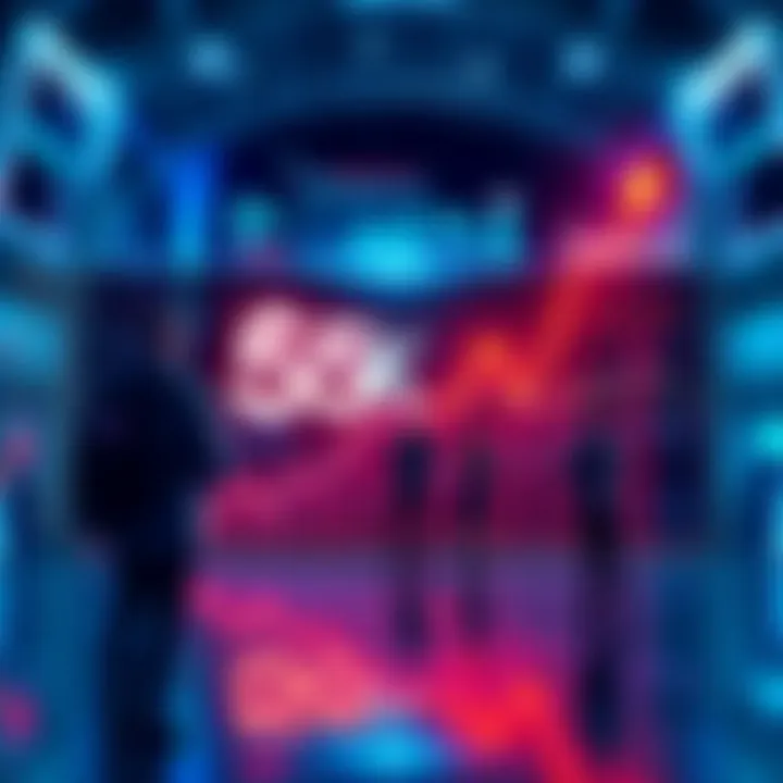 Graph showing Bcoin's price rising towards 55K with excited investors looking on