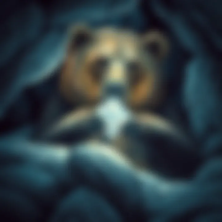 A bear resting in a cave, holding a shiny diamond in its paws, symbolizing patience during a bear market.