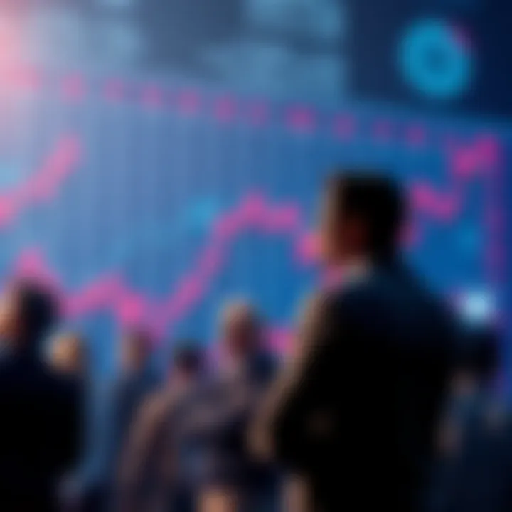 Bear Market Concerns A stock market graph showing a downward trend with worried investors looking on, symbolizing economic anxiety.