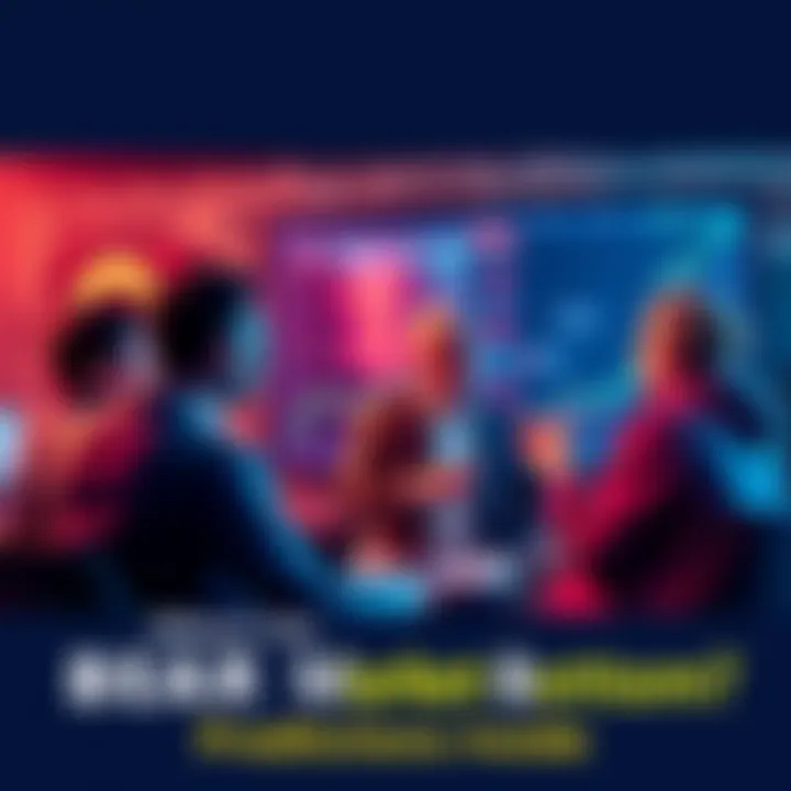 Bear Market Predictions A group of people discussing market predictions with charts and graphs on a screen, expressing anxiousness about prices