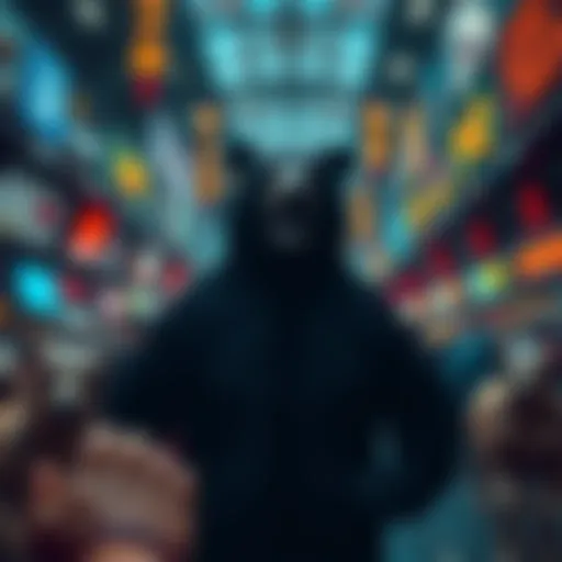 A bear symbol representing the $BlackBear community standing confidently in a market filled with bullish symbols.
