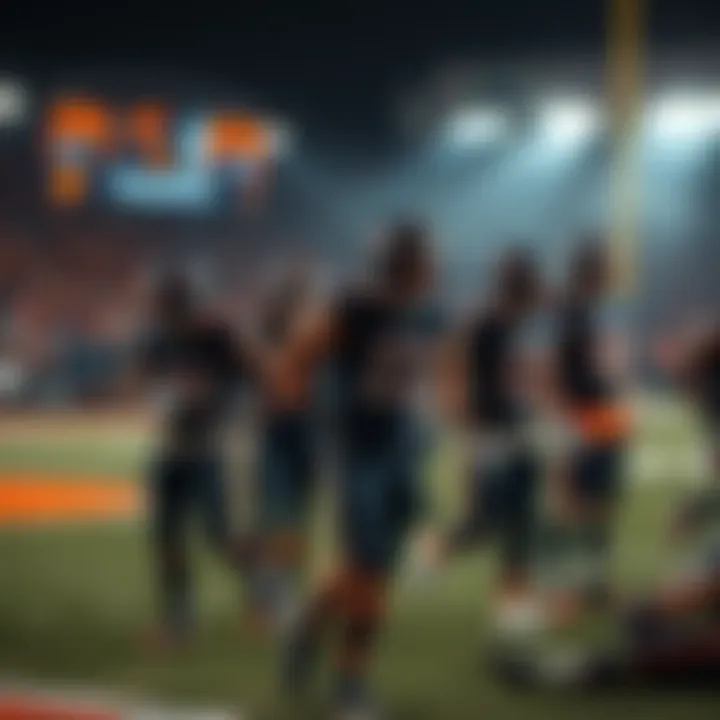 Bears players showing frustration during a game, with a scoreboard displaying low points