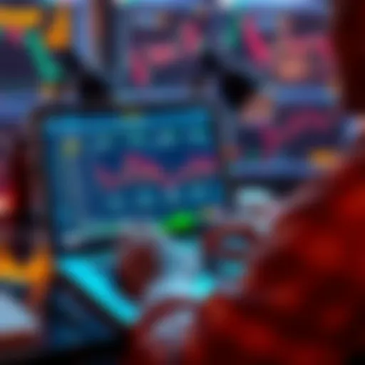 A person using a laptop to trade on a decentralized exchange with a user-friendly interface, showing clear tutorials on the screen