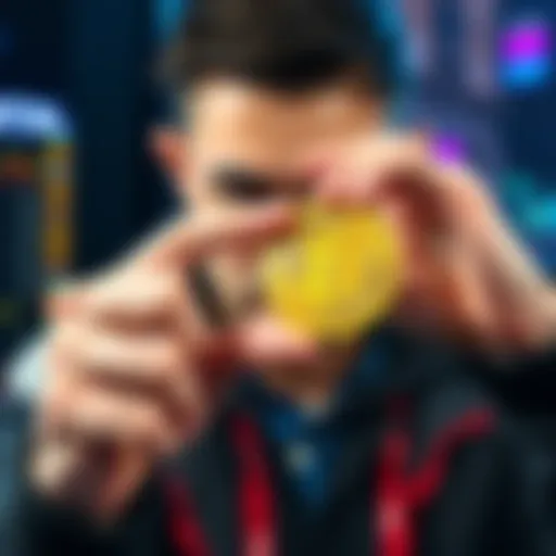 A person examines a Bitcoin coin with a thoughtful expression, considering trading strategies in a bear market.