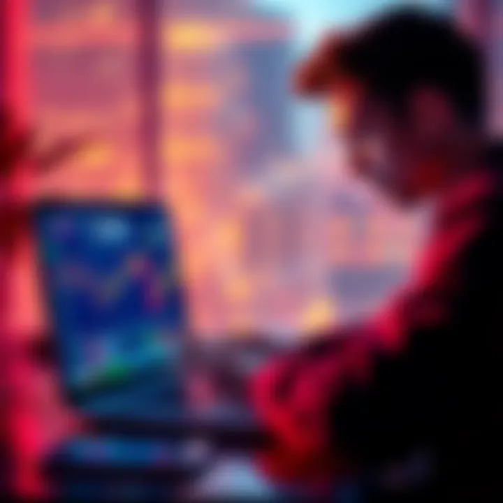 A novice looking at cryptocurrency charts on a laptop, seeking ways to invest in digital assets.