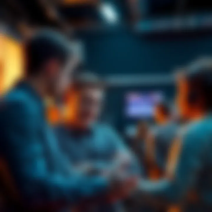 Ben McKenzie discussing cryptocurrency Ben McKenzie speaking with concerned investors about cryptocurrency issues in a documentary setting
