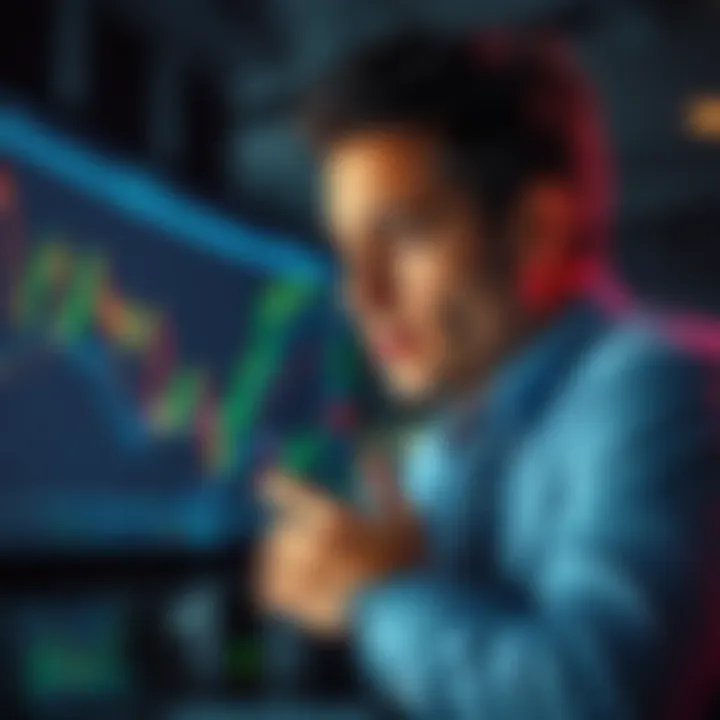 A worried man named Benji looks at declining market graphs on a screen, symbolizing his fading hopes for recovery in October.