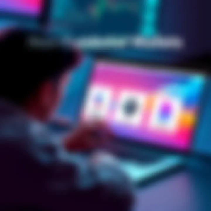 A user exploring different non-custodial wallets on a laptop, with logos of LOBSTR, Trust Wallet, Exodus, and Beansapp displayed on the screen
