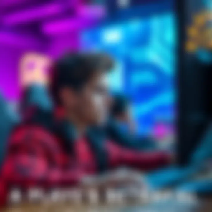 A gamer looks upset while playing online, showing frustration towards another player. The background shows a digital gaming environment with Oceanic themes.