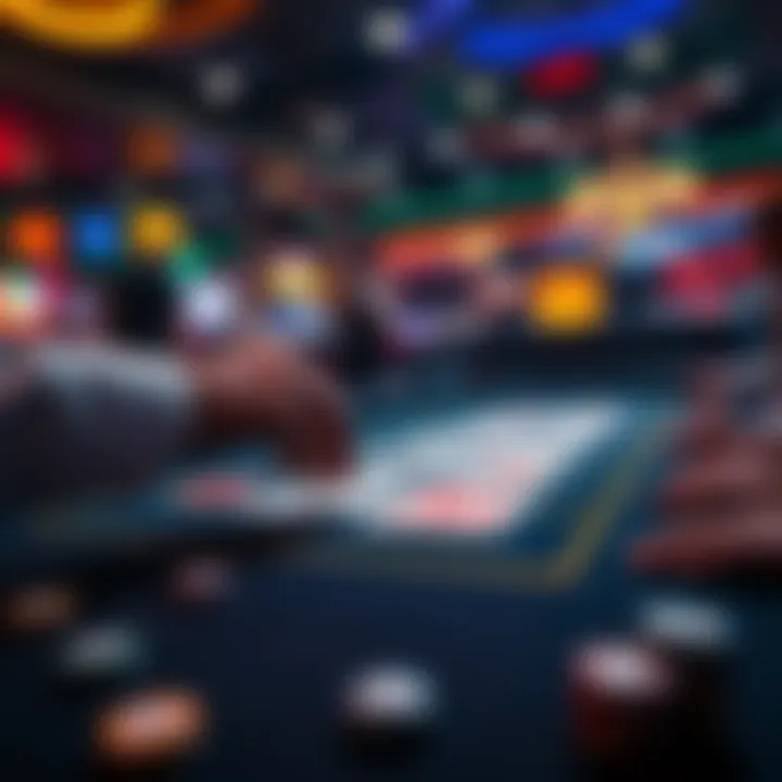 A person places a bet on a gambling table with cards showing winners and losers