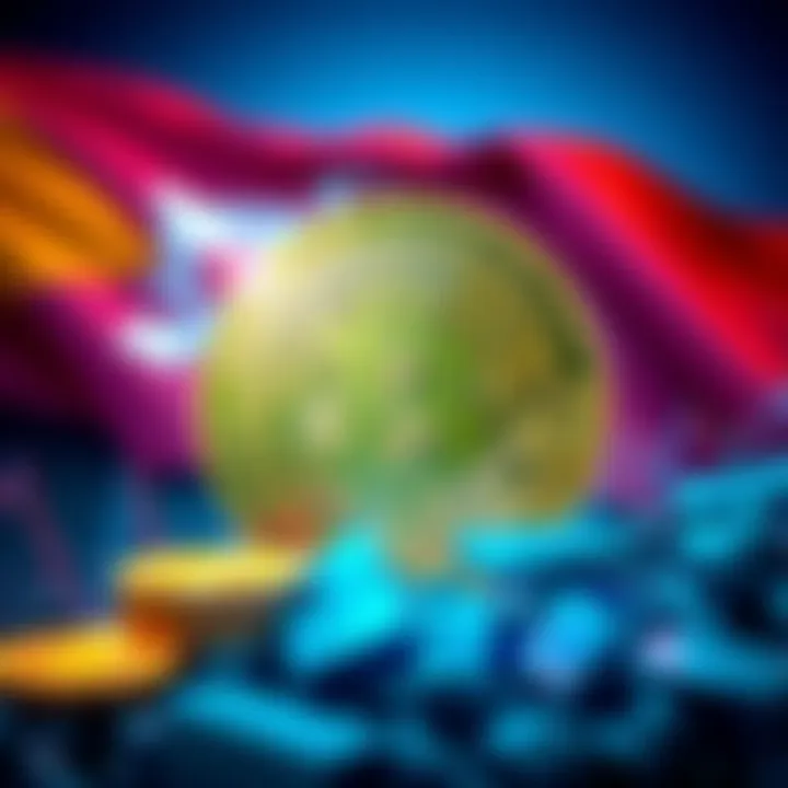 A visual representation of Bhutan's Bitcoin sale, showcasing a digital currency symbol with declining stock graphs and the flag of Bhutan in the background.