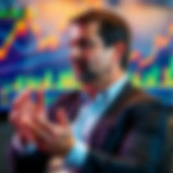 Billy Bambrough discussing cryptocurrency trends with charts in the background