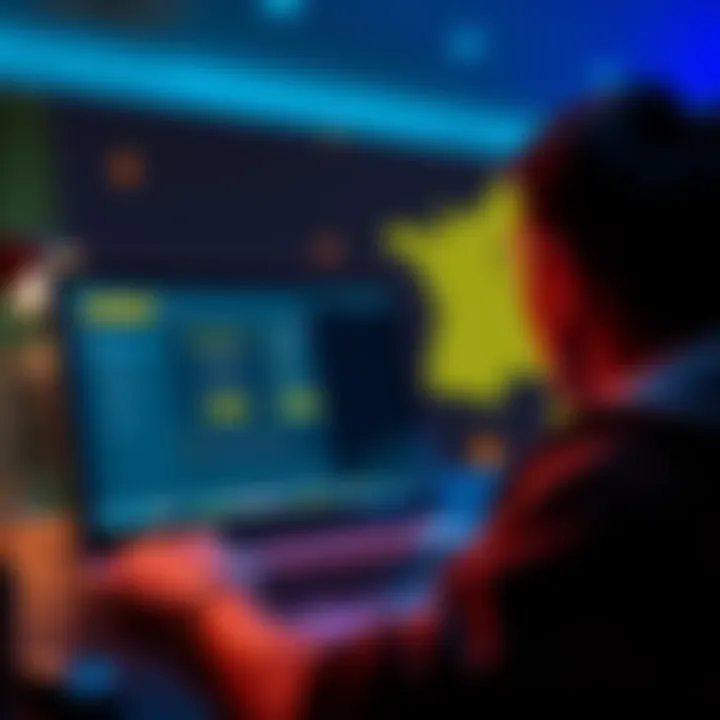 Binance Futures Account Setup A person looking at a laptop screen showing the Binance Futures interface, with a map of France in the background highlighting regional issues.