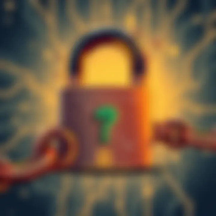 Illustration showing a locked padlock with a broken chain, representing security issues at Binance