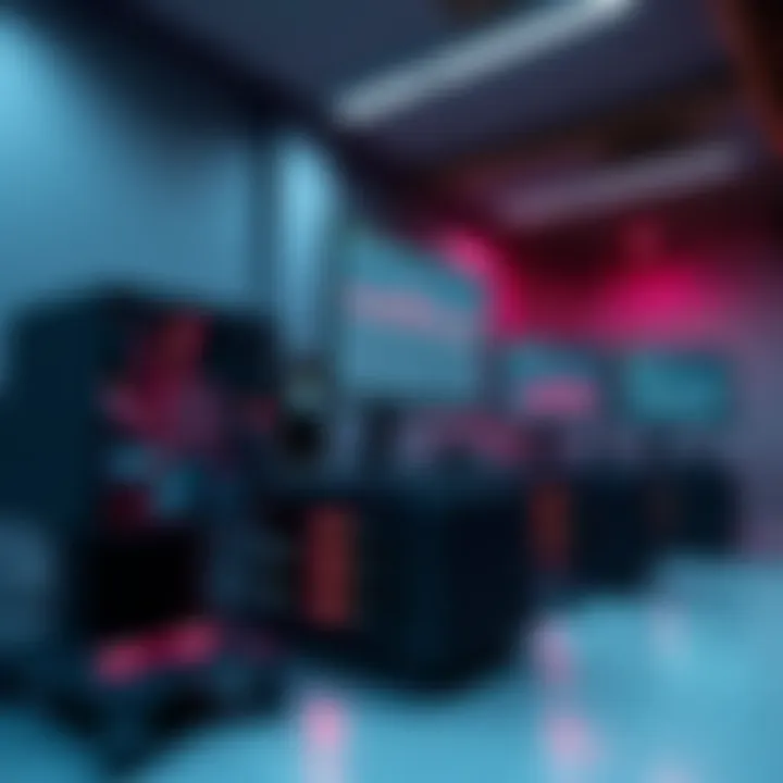 A setup featuring the Bitaxe 601 Gamma mining device with monitors displaying crypto data and graphs