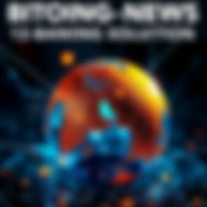 A visual representation of Bitcoin with a globe highlighting regions lacking banking access.