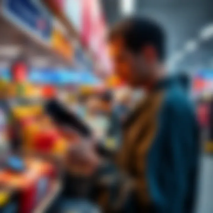A person using Bitcoin on a mobile phone at a store checkout in Canada