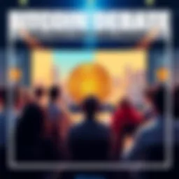 Group of people discussing the benefits and criticisms of Bitcoin in a forum setting.