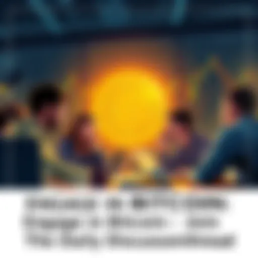 People engaging in a lively discussion about Bitcoin with charts and laptops