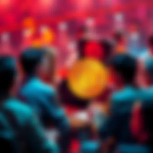 People engaging in a lively Bitcoin discussion at a forum