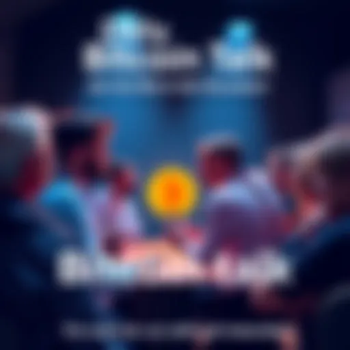 People engaged in a lively discussion about Bitcoin.