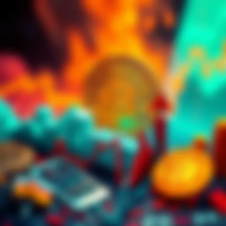 A graph showing Bitcoin's fluctuating value alongside symbols of inflation and economic turmoil, highlighting its instability as a hedge.