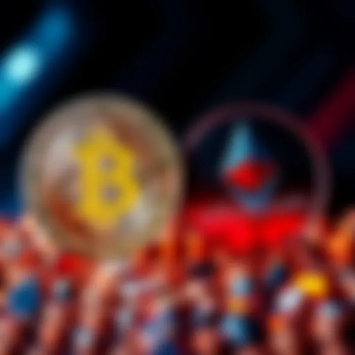 A visual representation of Bitcoin and Ethereum logos side by side, highlighting the debate between holding BTC and ETH.