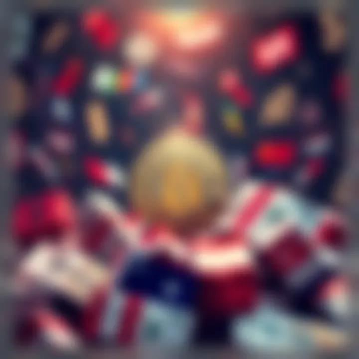 An artistic representation of Bitcoin as a global currency surrounded by traditional money symbols