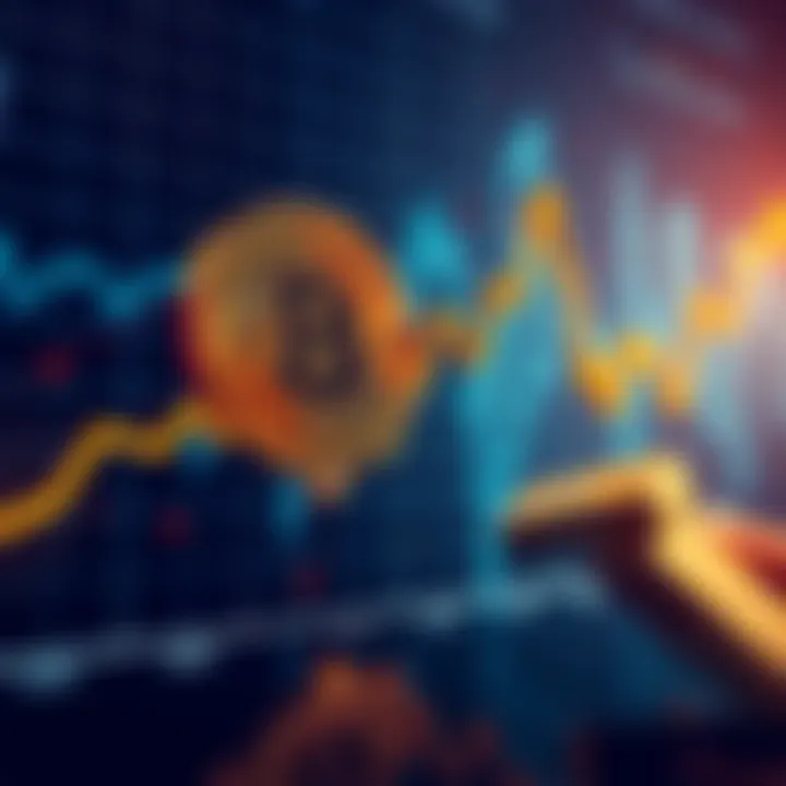 A graph showing Bitcoin prices increasing while gold prices decrease, symbolizing market changes due to a new deal.