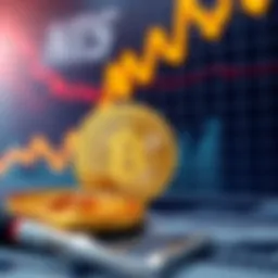 A graph showing the upward trend of Bitcoin prices with a physical Bitcoin coin in the foreground.