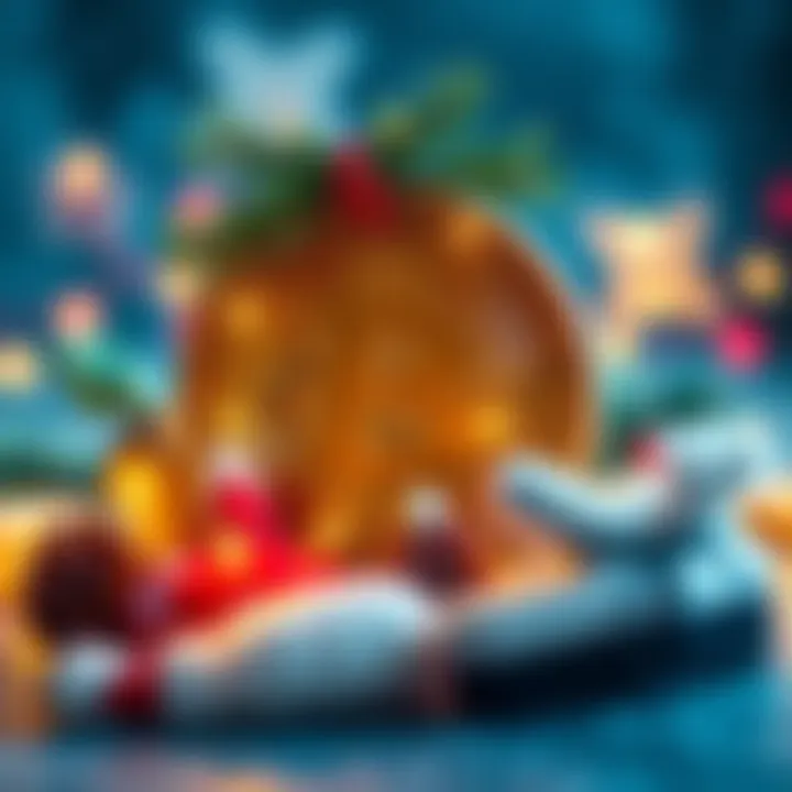 A Bitcoin symbol adorned with festive holiday decorations and lights, symbolizing a potential rally during the Christmas season.