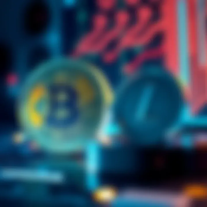 A visual representation of Bitcoin and Litecoin symbols with a backdrop of digital technology, illustrating their status in the crypto world