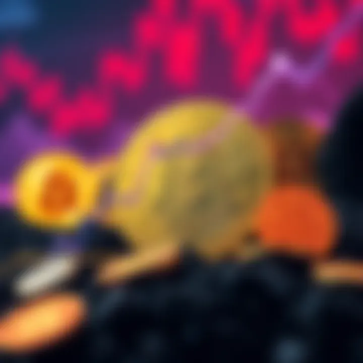 Bitcoin symbol with a positive trend line and altcoins in the background, representing the recovery of the cryptocurrency market