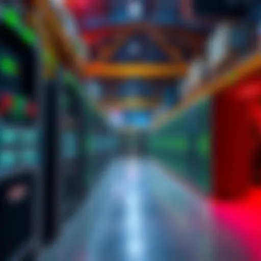 A collection of Bitcoin mining rigs displayed in a warehouse setting, highlighting their design and structure.