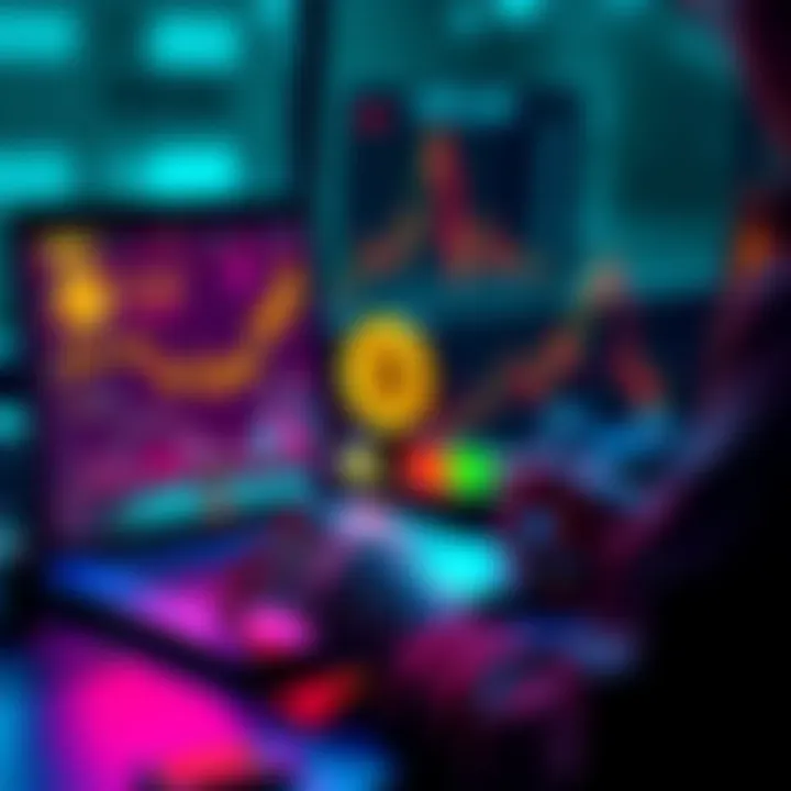 A person reading Bitcoin news on a laptop with charts and graphs displayed