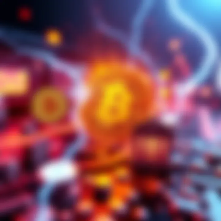 A visual representation showing Bitcoin transactions being sent as easily as emails, with a bank icon indicating connection to bank accounts.