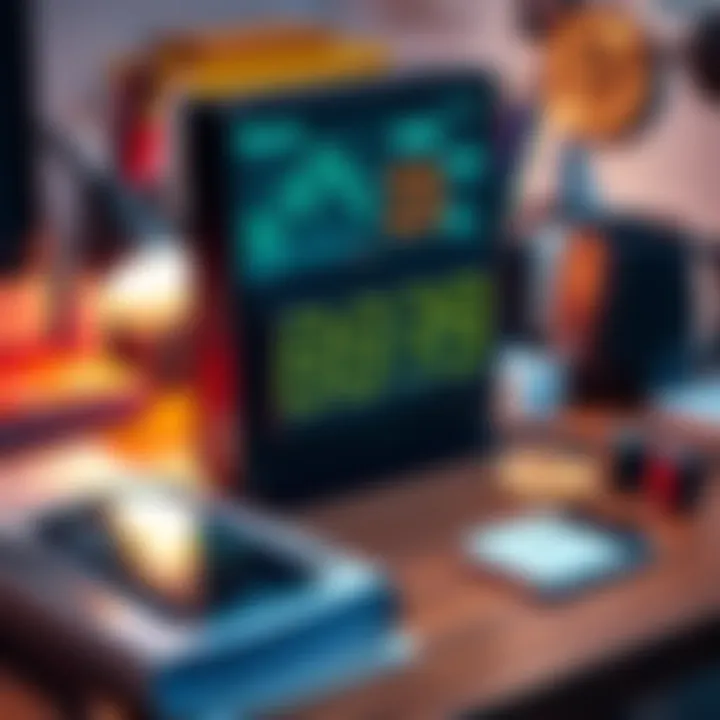 A mechanical Bitcoin price counter displayed on a desk surrounded by office supplies and a smartphone