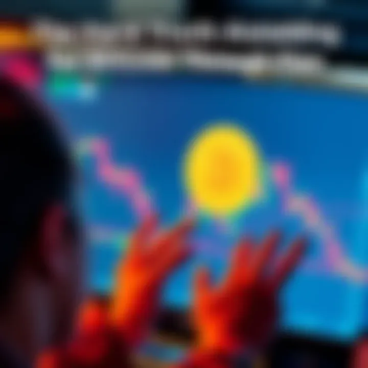 A person looking at a graph showing Bitcoin prices falling, with a worried expression, representing the stress of holding through market downturns.