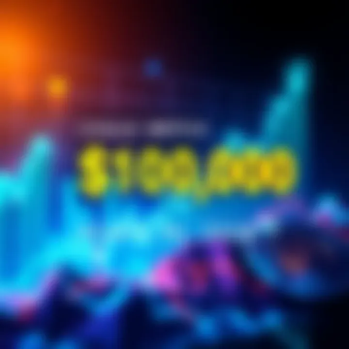 A rising graph showing Bitcoin price trends and speculation around hitting $100,000 again