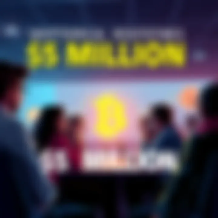 People reacting to a Bitcoin prediction of $5 million, showing skepticism and discussion in a digital forum setting.