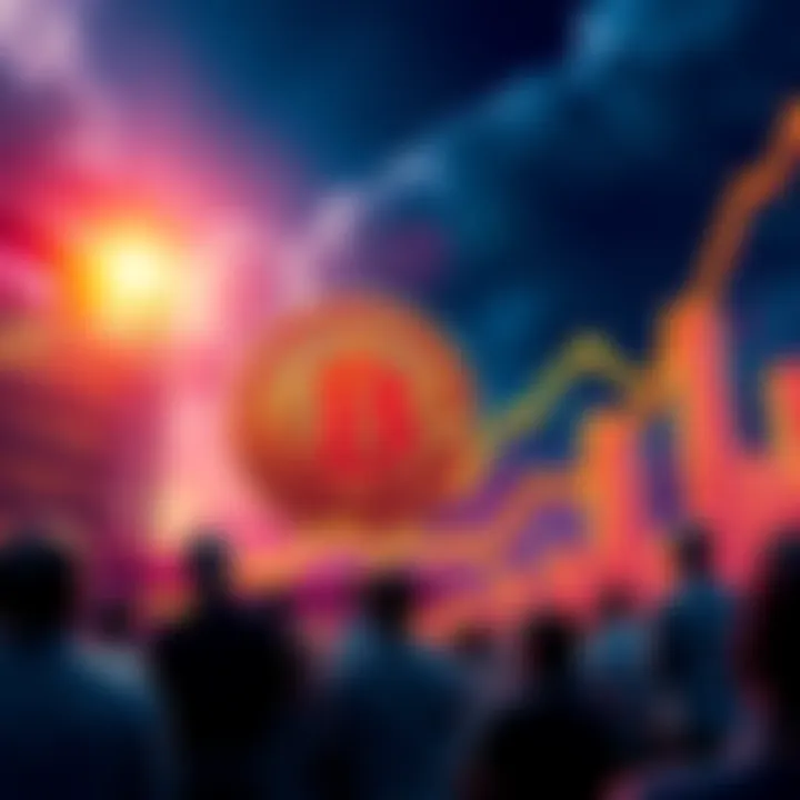 A graphic showing Bitcoin rising to one million dollars, with people discussing investment strategies around it.