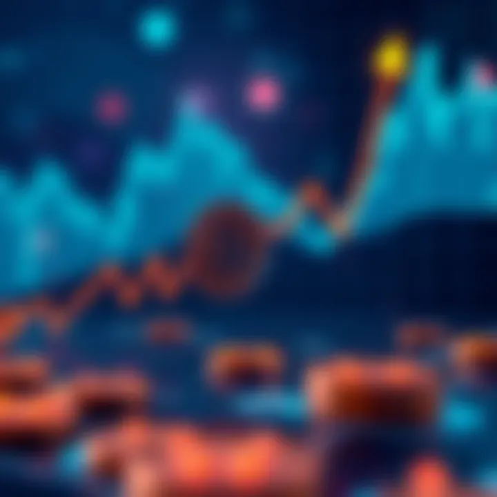 Bitcoin graphic showing a price rise with an upward trend line on a chart