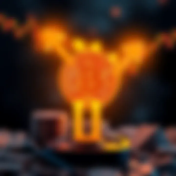 Graphic showing Bitcoin symbol with arrows pointing upwards, indicating a potential price surge to $1 million.