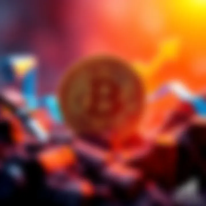 A graphic showing the Bitcoin symbol with an upward arrow, indicating rising prices and growth potential.