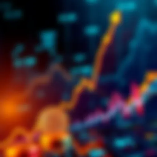 A graph showing Bitcoin's rising price with an upward trend and financial symbols in the background.